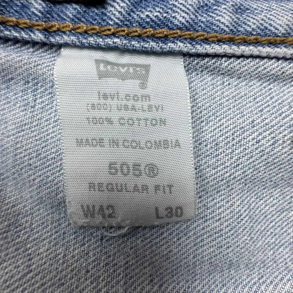 Vintage Levi's 505 Jeans Mens 42x30 Light Wash Straight Leg Distressed